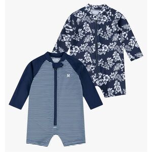 Hurley Midnight Blue Baby 2-Pack Long Sleeve Rash Guard Coveralls
